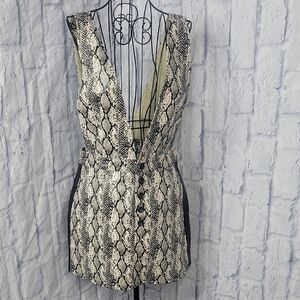 Wild Honey Medium Faux Leather Snakeskin Mini Dress V-neck Front/Back NWT